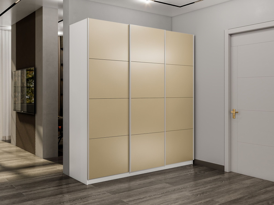 Шкафы-купе 3-х дверные, Шкаф-купе Прайм 3-х дверный Стекла фисташка/Доводчики 180х57х230