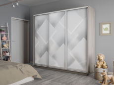 Шкафы-купе 3-х дверные, Шкаф-купе Экспресс 3-х дверный Фотопечать Квадрат Стекла 210х45х220