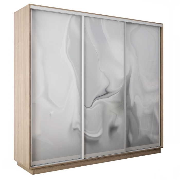 Шкафы-купе 3-х дверные, Шкаф-купе Экспресс 3-х дверный Фотопечать Шелк Стекла 180х45х240
