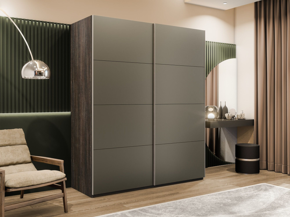 Шкафы-купе 2-х дверные, Шкаф-купе Эста 2-х дверный Стекла хаки/Доводчик 200х66х240