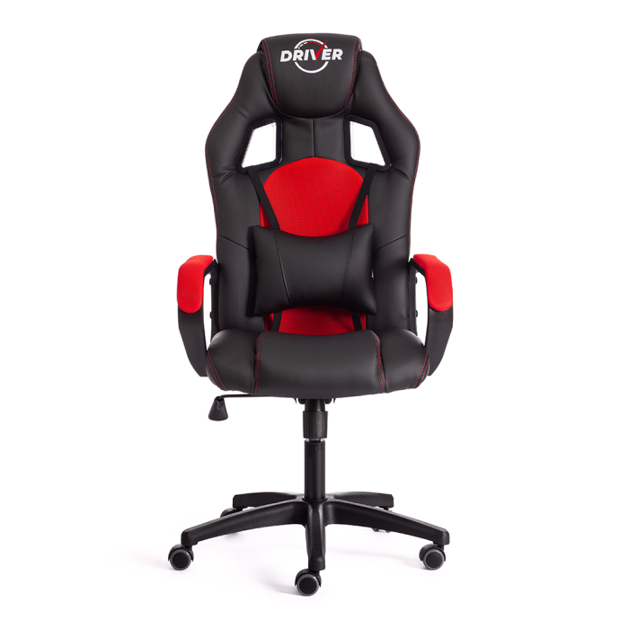 Для офиса и дома, Кресло DRIVER (22) кож/зам/ткань, черный/красный