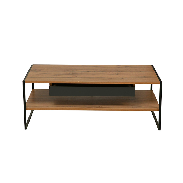 Журнальные столики, Стол журнальный Доната 46.06, дуб вотан, белый, диамант серый, черный