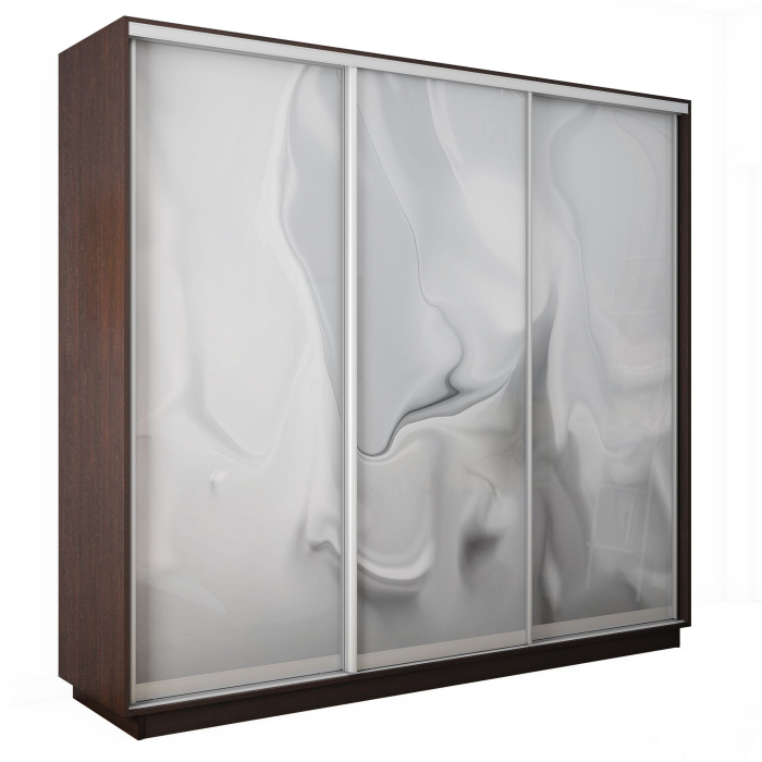 Шкафы-купе 3-х дверные, Шкаф-купе Экспресс 3-х дверный Фотопечать Шелк Стекла 210х60х240