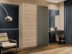 Шкафы-купе 2-х дверные, Шкаф-купе Прайм 2-х дверный ДСП/Стекло хаки/Доводчики 160х57х230