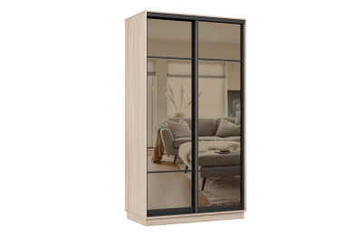 Шкаф-купе Премьер 10 (11ЗБ;11ЗБ) фасады зеркало бронза/двухдверный/Профиль чёрный муар