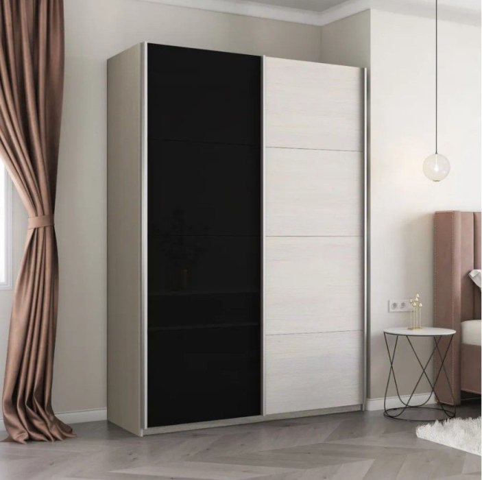 Шкафы-купе 2-х дверные, Шкаф-купе Прайм 2-х дверный ДСП/Стекло черное/Доводчики 120х57х230