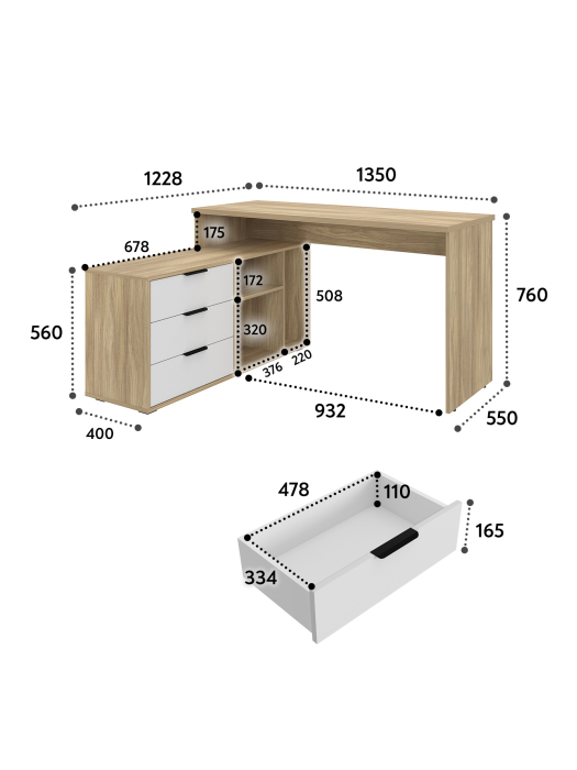 Письменные столы, Стол с тумбой Оптима ОП-21