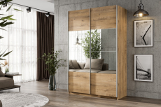 Шкафы-купе 2-х дверные, Шкаф-купе Smart 1422 2х дверный (фасады ЛДСП/зеркало) профиль серебро