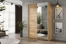 Шкафы-купе 2-х дверные, Шкаф-купе Smart 1424 2х дверный (фасады ЛДСП,зеркало) профиль серебро