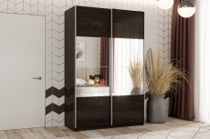 Шкафы-купе 2-х дверные, Шкаф-купе Smart 1424 2х дверный (фасады ЛДСП/зеркало) профиль серебро