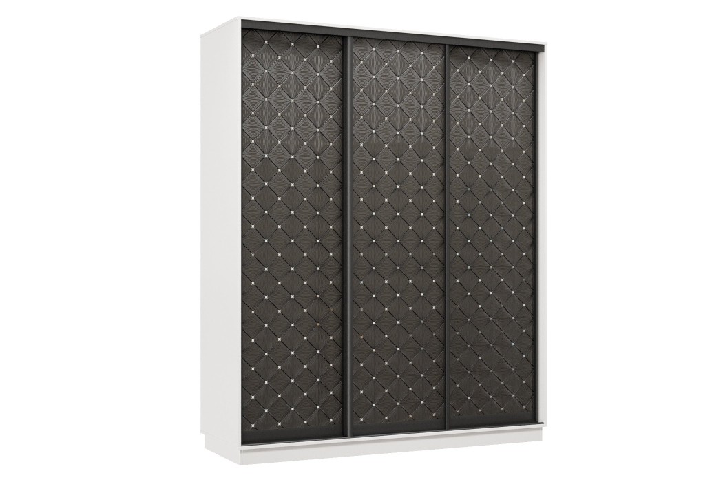 Шкафы-купе 3-х дверные, Шкаф-купе Премьер 22 (01РЧ;01РЧ;01РЧ) фасады ромб чёрный/трёхдверный/Профиль чёрный муар