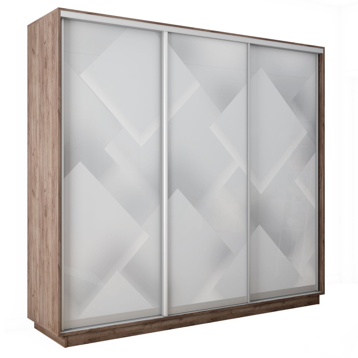 Шкафы-купе 3-х дверные, Шкаф-купе Экспресс 3-х дверный Фотопечать Квадрат Стекла 240х60х240