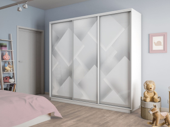 Шкаф-купе Экспресс 3-х дверный Фотопечать Квадрат Стекла 210х45х240