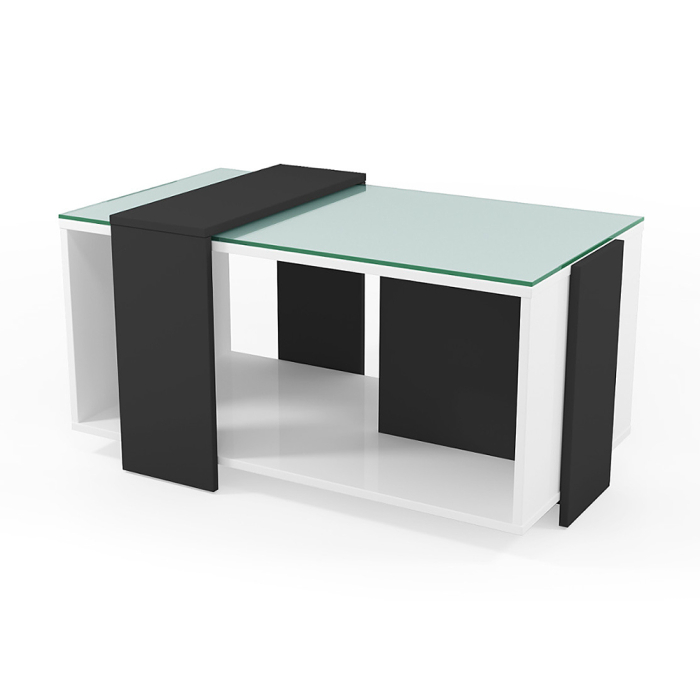 Журнальные столики, Стол журнальный-3, белый поры дерева, антрацит