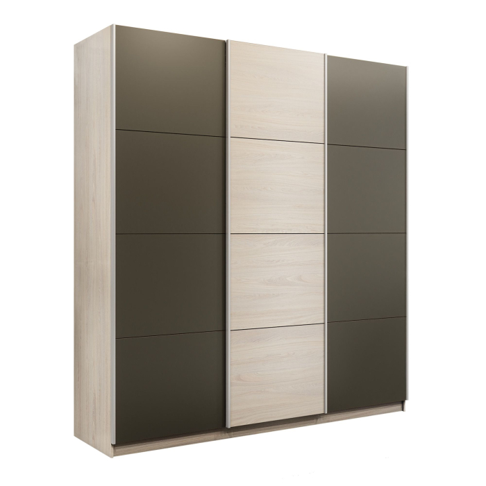 Шкафы-купе 3-х дверные, Шкаф-купе Прайм 3-х дверный Стекла хаки/ДСП/Доводчики 210х57х230