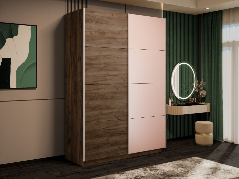 Шкафы-купе 2-х дверные, Шкаф-купе Прайм 2-х дверный ДСП/Стекло пудра/Доводчики 140х57х230