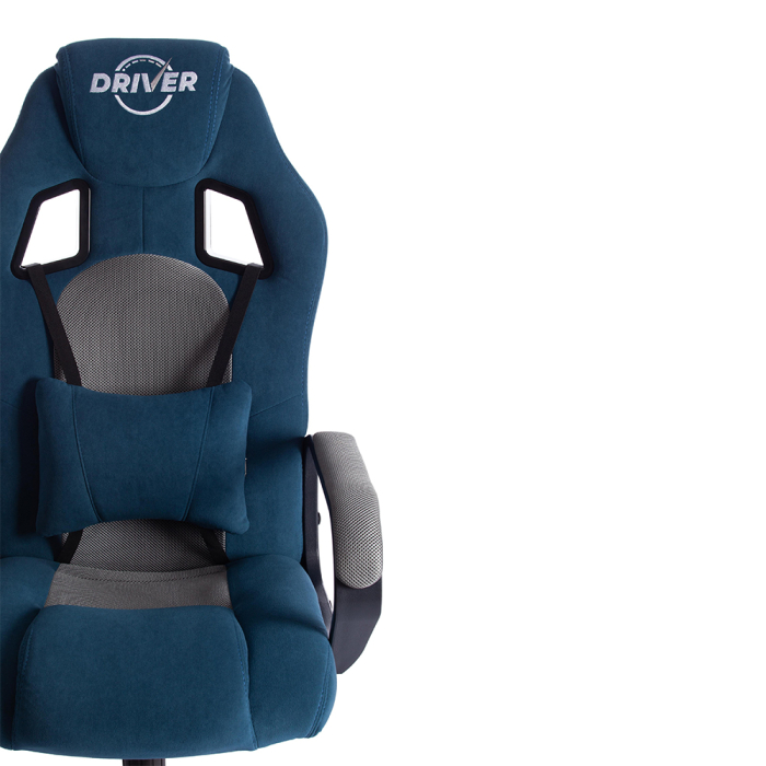 Для офиса и дома, Кресло DRIVER (22) флок/ткань, синий/серый