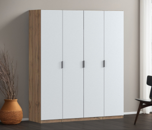 Шкаф четырехдверный Макс 2000 мм, вариант №1 (ЛДСП, корпус дуб вотан)