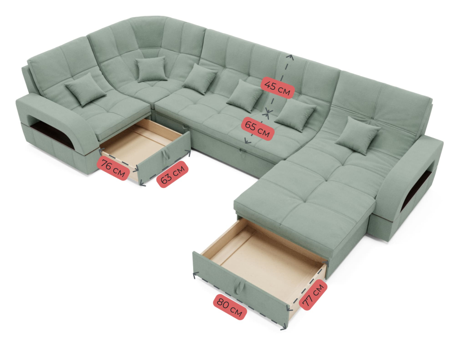 Диваны угловые в гостиную, Модульный диван Майами-4,венеция,велюр