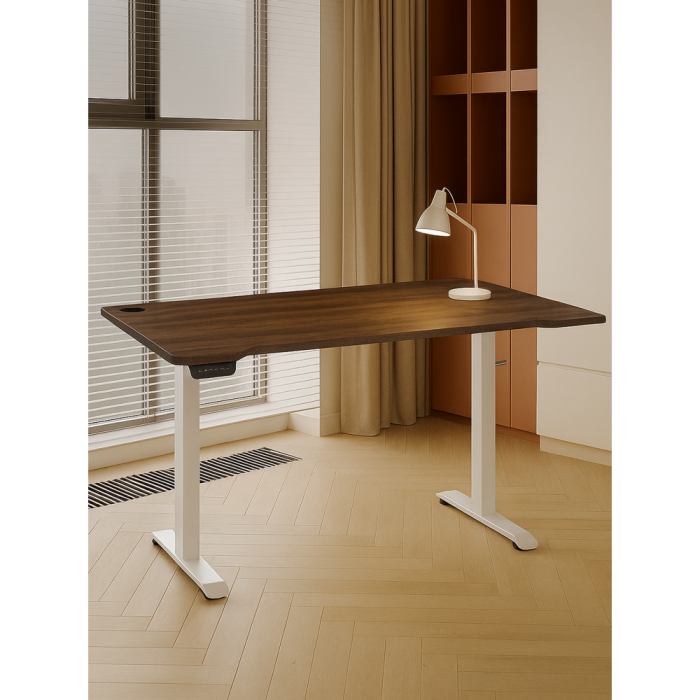 Прямые компьютерные столы, Компьютерный стол Маркос с механизмом подъема 140х80х75, белый