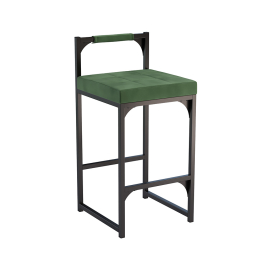 Стул барный Кантри, велюр киото олива, черный