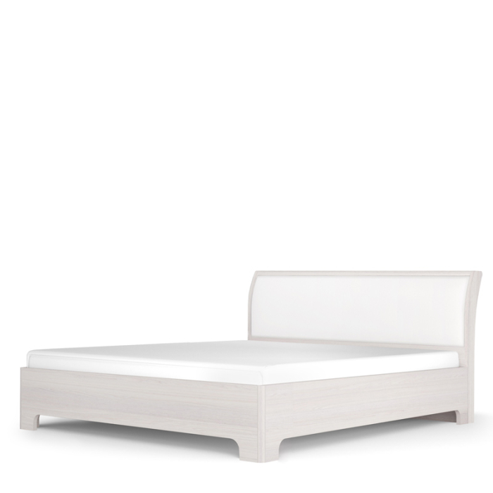 Кровати с мягким изголовьем, Кровать-3 Парма Нео, с основанием, 1200, ясень анкор светлый, экокожа polo белая