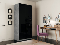 Шкафы распашные, Шкаф распашной Е1 Локер 101x52.5x220 см, с черным стеклом