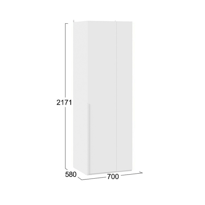 Для одежды, Шкаф угловой Порто, фасад глухой, белый жемчуг, белый софт