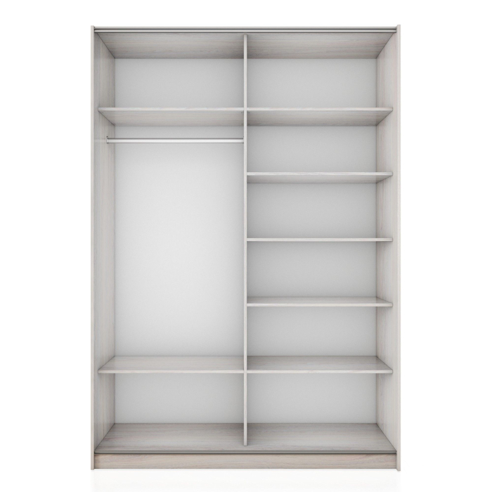 Шкафы-купе 2-х дверные, Шкаф-купе Прайм 2-х дверный Зеркало/Стекло белое/Доводчики 140х57х230