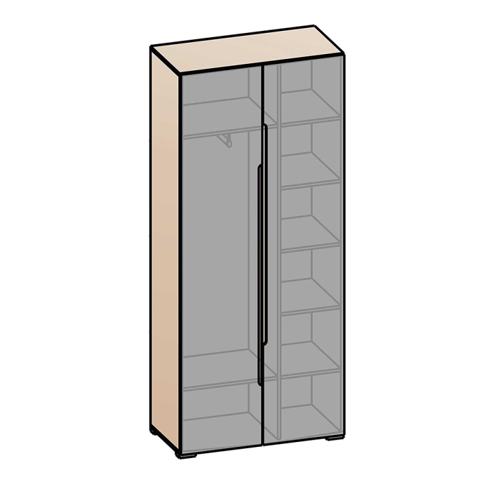Для одежды, Шкаф Уна Лофт ШК-2827, черный ясень, милк
