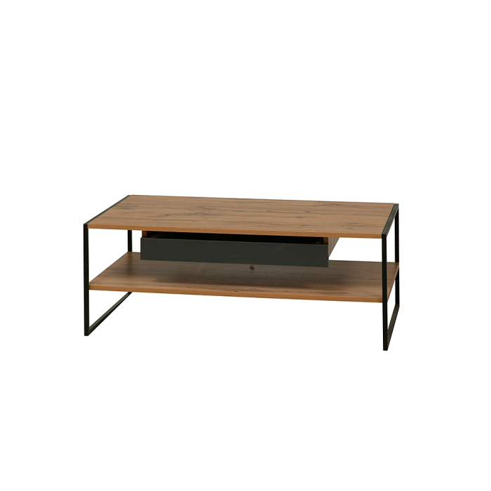 Журнальные столики, Стол журнальный Доната 46.06, дуб вотан, белый, диамант серый, черный