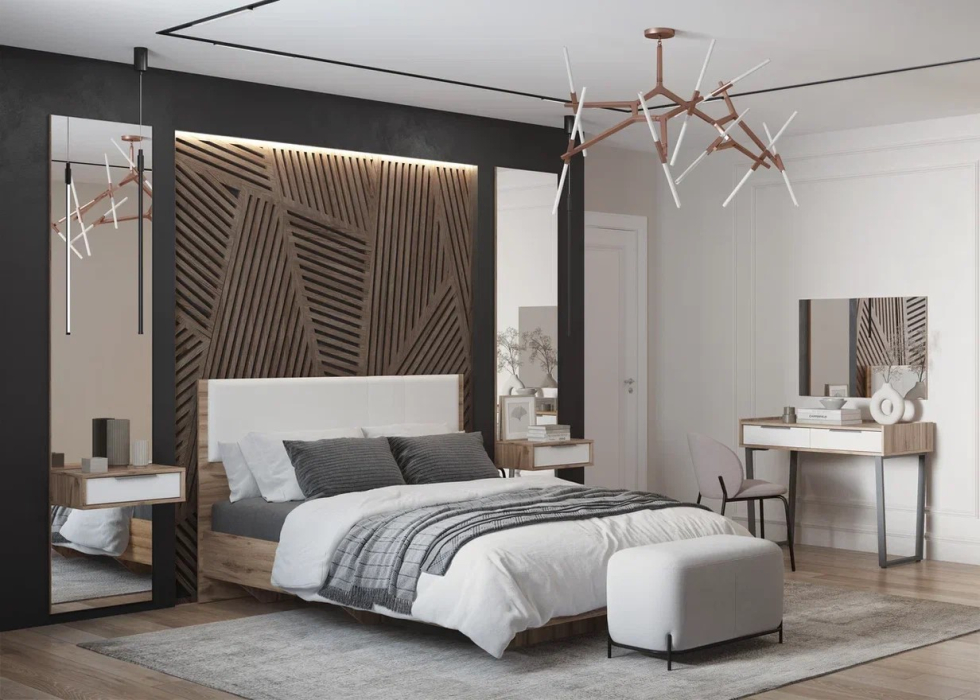 Зеркала в спальню, Зеркало навесное с тумбой Николь мод.11, дуб альпийский