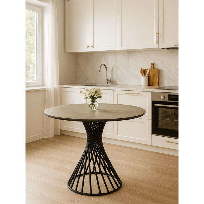 Обеденные столы, Керамический стол Вивиен 110 (чёрная нога)