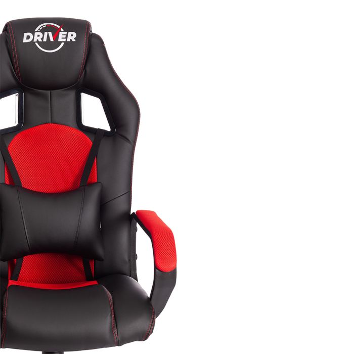 Для офиса и дома, Кресло DRIVER (22) кож/зам/ткань, черный/красный