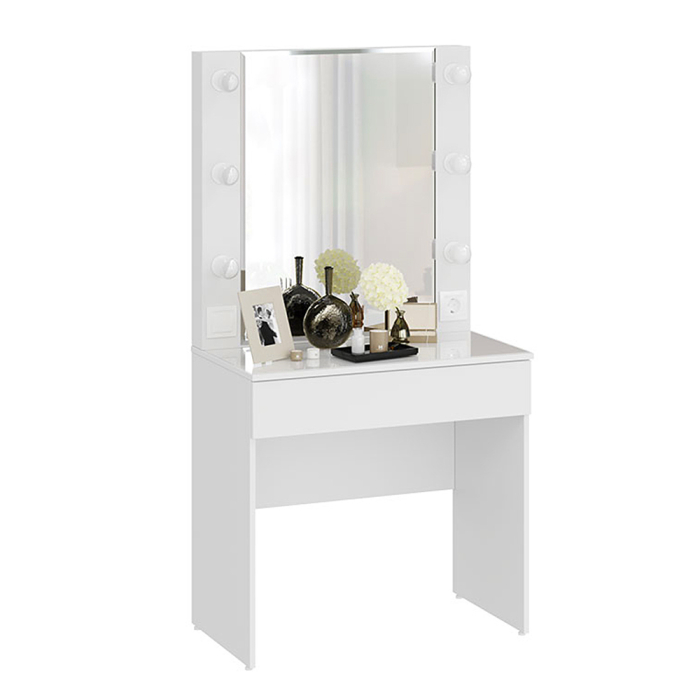 С зеркалом, Стол туалетный Марго 02-059.006, белый