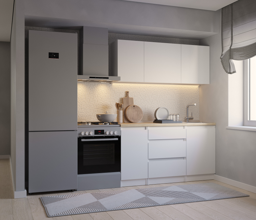 Кухонные гарнитуры, Кухонный гарнитур Леон прямой 150 см, белый