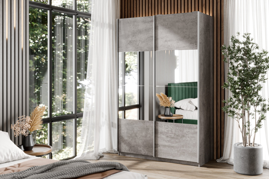 Шкафы-купе 2-х дверные, Шкаф-купе Smart 1422 2х дверный (фасады ЛДСП/зеркало) профиль серебро