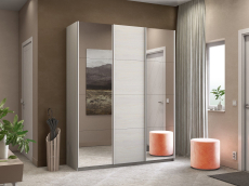 Шкафы-купе 3-х дверные, Шкаф-купе Прайм 3-х дверный Зеркала/ДСП/Доводчики 210х57х230