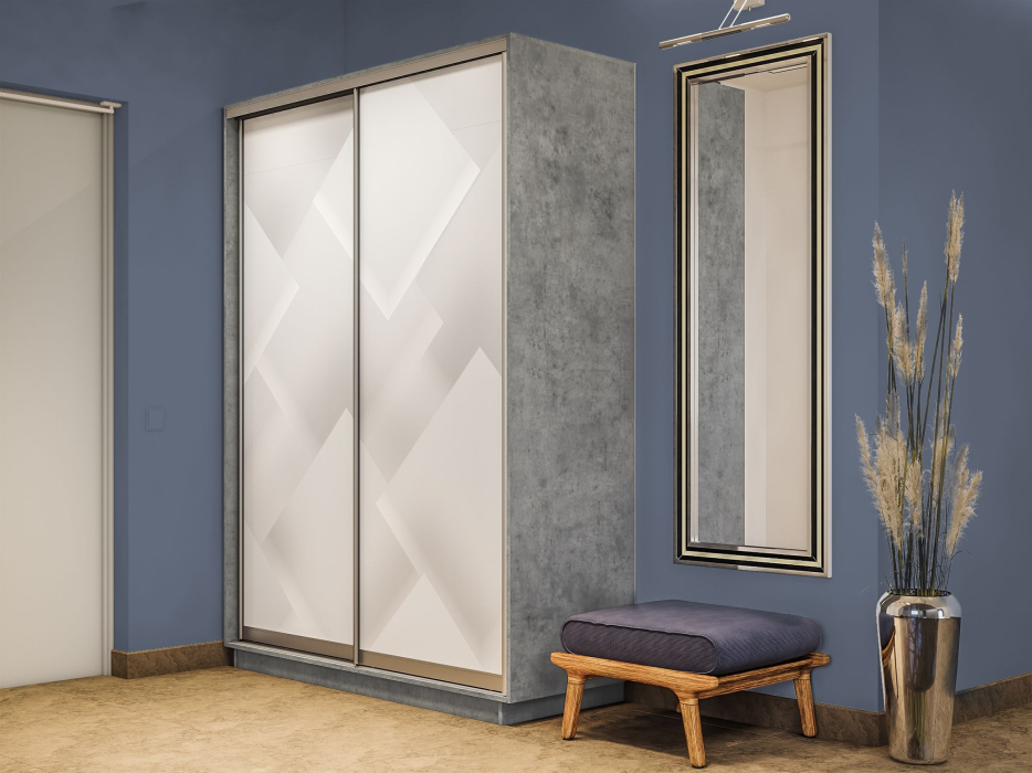 Шкафы-купе 2-х дверные, Шкаф-купе Экспресс 2-х дверный Фотопечать Квадрат Стекла 120х45х220