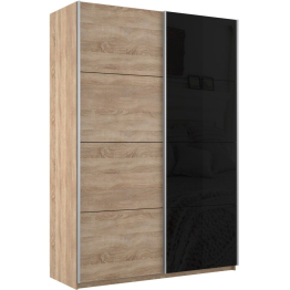 Шкаф-купе Прайм 2х дверный ДСП/Стекло черное 140х57х230