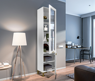 Комплект для гостиной с витриной Ассоль, Белый