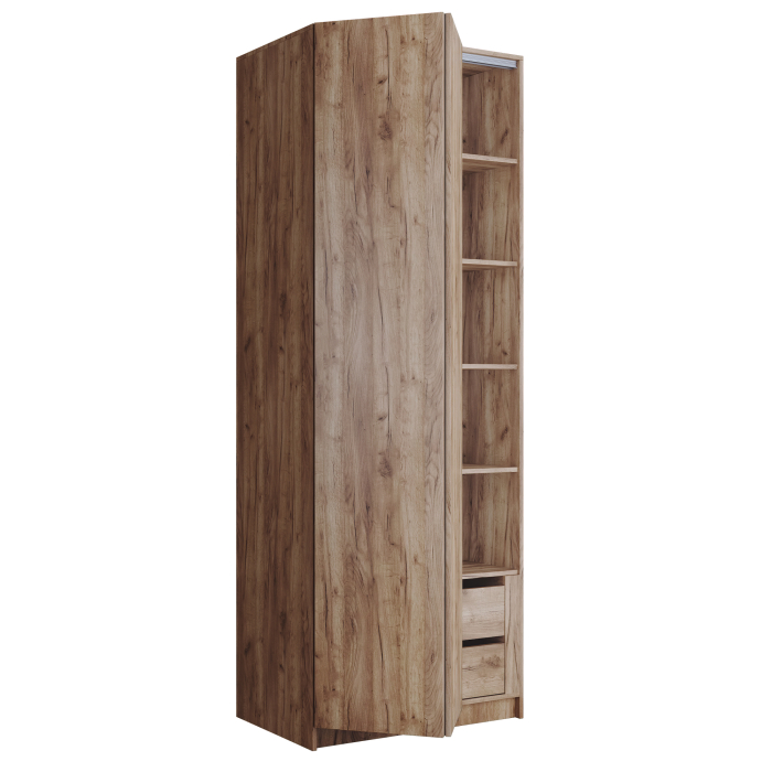 Шкафы распашные, Шкаф складной Е1 Локер ("Гармошка" с системой Push to Move/Левый)81х52.5х220 см, с полками и модулем