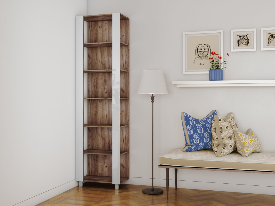 Открытые, Стеллаж модульный Универсальный 35х44х220 Белое стекло